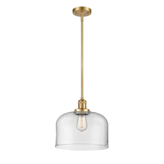 Innovations Lighting Franklin Restoration Bell - 1 Light 12" Stem Hung Mini Pendant Clear/Satin Gold