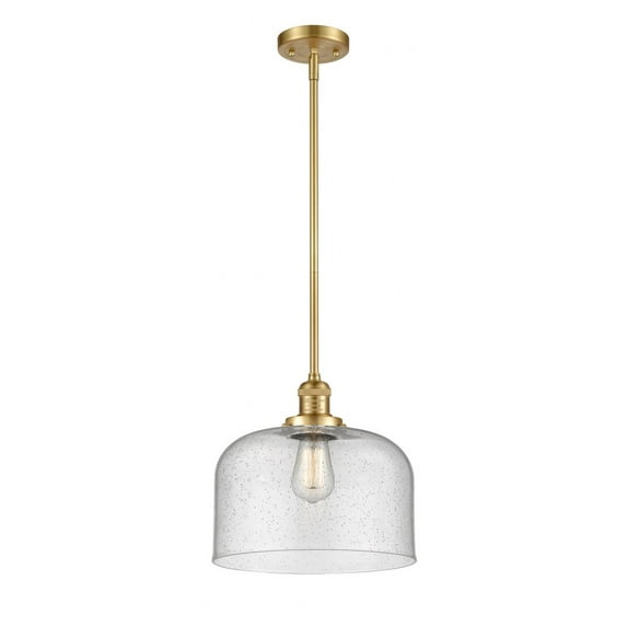 201S-SG-G74-L Innovations Lighting Bell - 1 Light Stem Hung Mini Pendant In Industrial Style-13 Inches Tall and 12 Inches Wide-Satin Gold Finish-Seedy