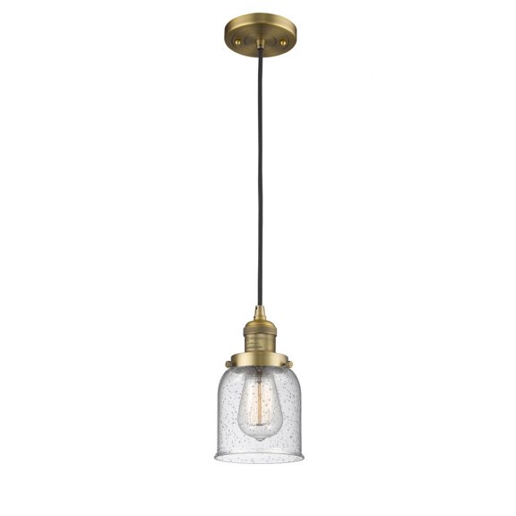 Innovations Lighting  Franklin Restoration Bell - 1 Light 5" Cord Hung Mini Pendant Brushed Brass/Seedy