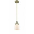 thumbnail image 1 of Innovations Lighting  Franklin Restoration Bell - 1 Light 5" Stem Hung Mini Pendant Antique Brass/Matte White, 1 of 5