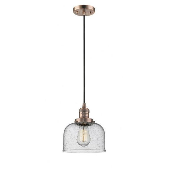 Innovations Lighting Franklin Restoration Bell - 1 Light 8" Cord Hung Mini Pendant Antique Copper/Seedy