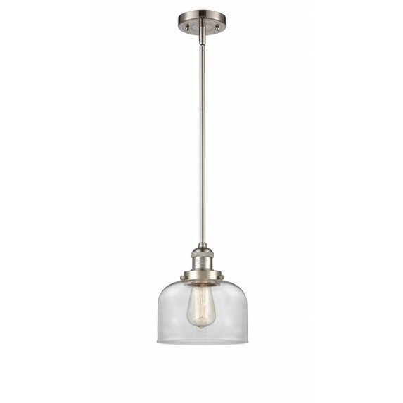 Innovations Lighting Franklin Restoration Bell - 1 Light 8" Stem Hung Mini Pendant Clear/Brushed Satin Nickel