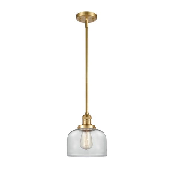 Innovations Lighting Franklin Restoration Bell - 1 Light 8" Stem Hung Mini Pendant Clear/Satin Gold