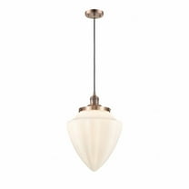 Innovations Lighting  Franklin Restoration Bullet - 1 Light 12" Cord Hung Mini Pendant Antique Copper/Matte White
