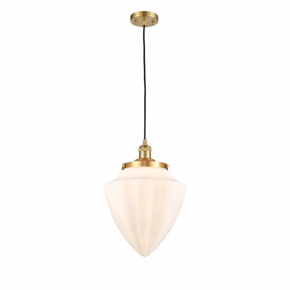 Innovations Lighting Franklin Restoration Bullet - 1 Light 12" Cord Hung Mini Pendant Satin Gold/Matte White
