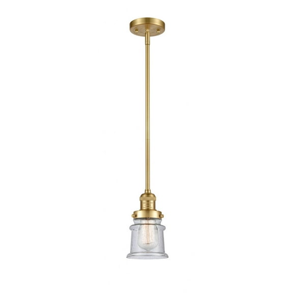 Innovations Lighting Franklin Restoration Canton - 1 Light 5" Stem Hung Mini Pendant Satin Gold/Seedy