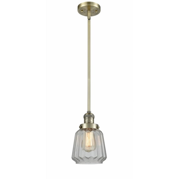 Innovations Lighting Franklin Restoration Chatham - 1 Light 7" Stem Hung Mini Pendant Antique Brass/Clear