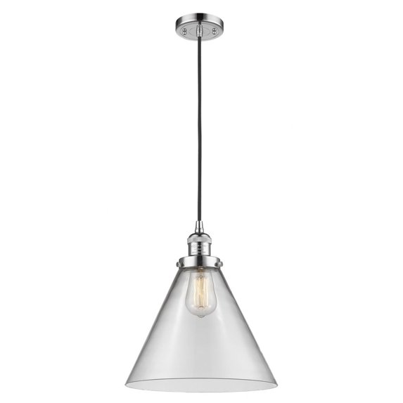 Innovations Lighting Franklin Restoration Cone - 1 Light 12" Cord Hung Mini Pendant Clear/Polished Chrome