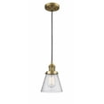 thumbnail image 1 of Innovations Lighting  Franklin Restoration Cone - 1 Light 6" Cord Hung Mini Pendant Brushed Brass/Seedy, 1 of 3