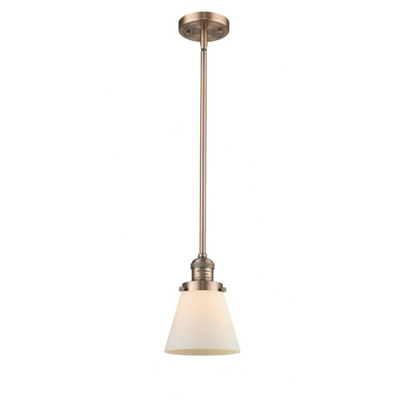 201S-AC-G61-Innovations Lighting-Cone - 1 Light Stem Hung Mini Pendant In Industrial Style-8 Inches Tall and 6 Inches Wide-Antique Copper Finish-Matte