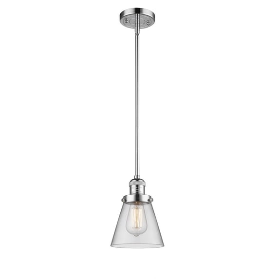 Innovations Lighting Franklin Restoration Cone - 1 Light 6" Stem Hung Mini Pendant Clear/Polished Chrome