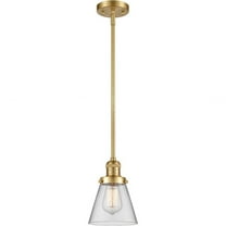 Innovations Lighting  Franklin Restoration Cone - 1 Light 6" Stem Hung Mini Pendant Clear/Satin Gold