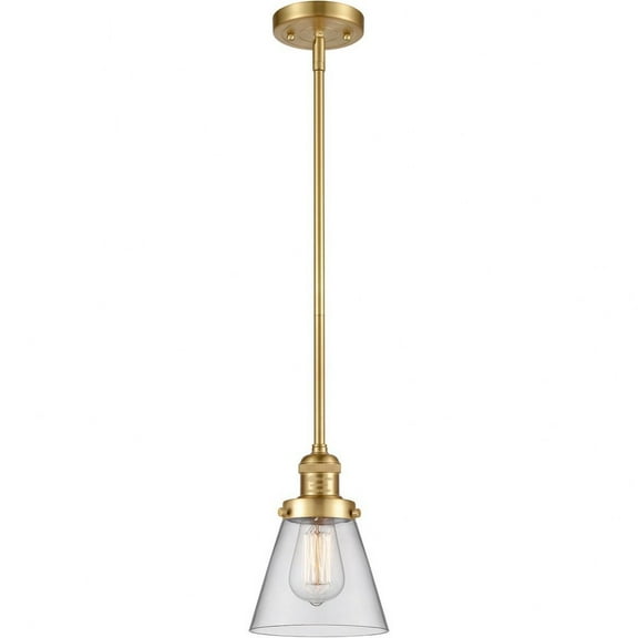Innovations Lighting  Franklin Restoration Cone - 1 Light 6" Stem Hung Mini Pendant Clear/Satin Gold