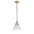 thumbnail image 1 of Innovations Lighting  Franklin Restoration Cone - 1 Light 8" Cord Hung Mini Pendant Clear/Satin Gold, 1 of 3