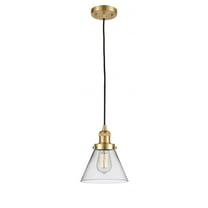 Innovations Lighting  Franklin Restoration Cone - 1 Light 8" Cord Hung Mini Pendant Clear/Satin Gold