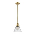 thumbnail image 1 of Innovations Lighting  Franklin Restoration Cone - 1 Light 8" Stem Hung Mini Pendant Clear/Satin Gold, 1 of 5