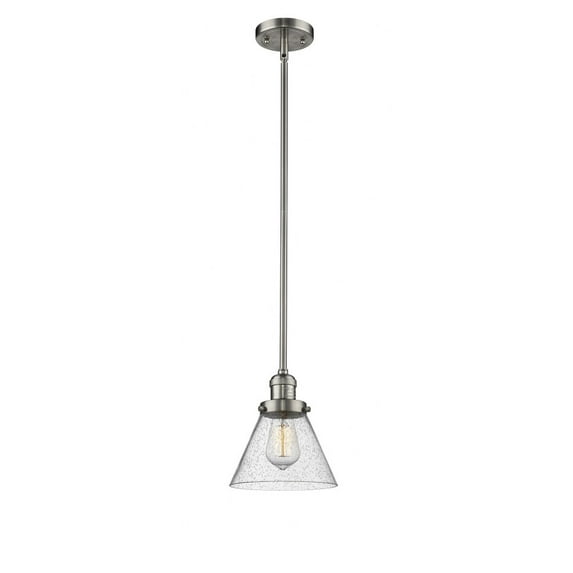 Innovations Lighting Franklin Restoration Cone - 1 Light 8" Stem Hung Mini Pendant Seedy/Brushed Satin Nickel