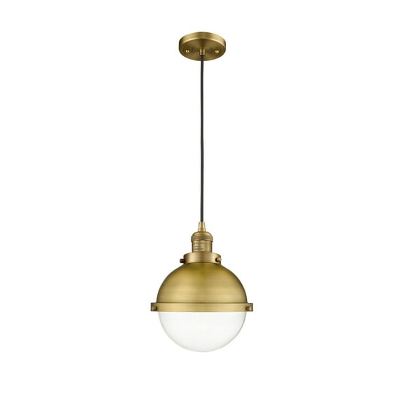 Innovations Lighting  Franklin Restoration Hampden 1 Light 9" Cord Hung Mini Pendant Clear/Brushed Brass