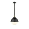 thumbnail image 1 of Innovations Lighting  Franklin Restoration Hampden 1 Light 9" Cord Hung Mini Pendant Matte White/Black Antique Brass, 1 of 5