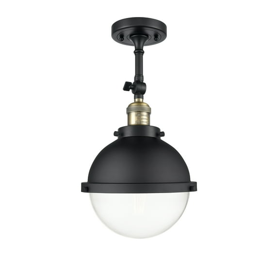 Innovations Lighting Franklin Restoration Hampden - 1 Light 9" Semi-Flush Mount Clear/Black Antique Brass