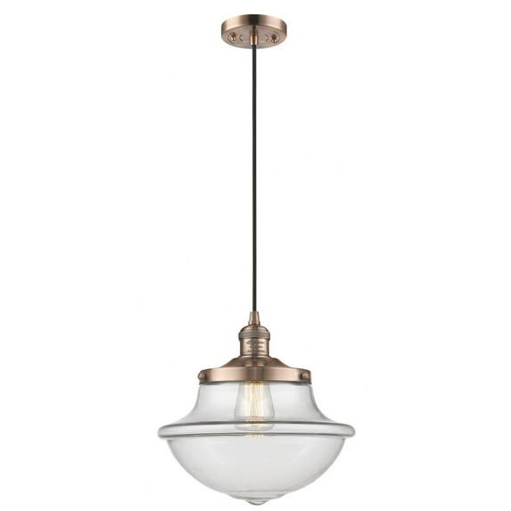 Innovations Lighting Franklin Restoration Oxford - 1 Light 12" Cord Hung Mini Pendant Clear/Antique Copper