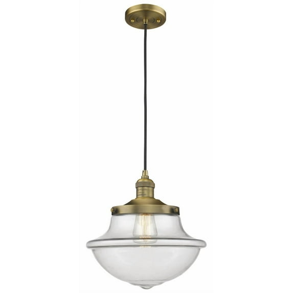 Innovations Lighting Franklin Restoration Oxford - 1 Light 12" Cord Hung Mini Pendant Clear/Brushed Brass