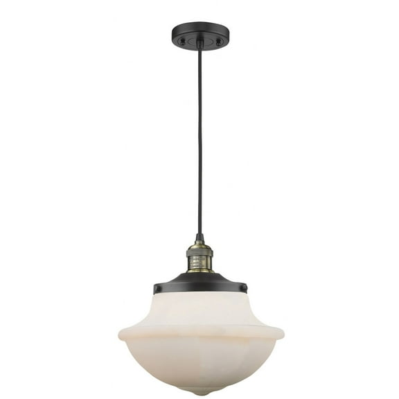 Innovations Lighting  Franklin Restoration Oxford - 1 Light 12" Cord Hung Mini Pendant Matte White/Black Antique Brass