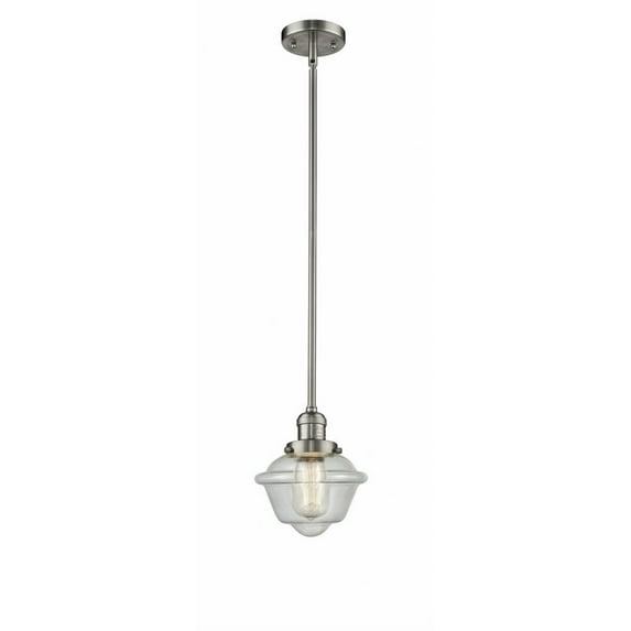 Innovations Lighting Franklin Restoration Oxford - 1 Light 8" Stem Hung Mini Pendant Seedy/Brushed Satin Nickel