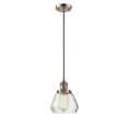 thumbnail image 1 of Innovations Lighting  Fulton - 1 Light 7" Cord Hung Mini Pendant Clear/Antique Copper, 1 of 5