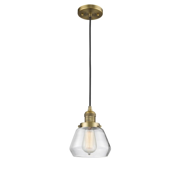 Innovations Lighting Fulton - 1 Light 7" Cord Hung Mini Pendant Clear/Brushed Brass
