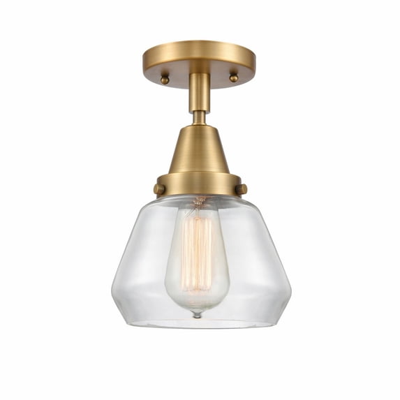 447-1C-BB-G172-Innovations Lighting-Fulton - 1 Light Flush Mount In Industrial Style-9 Inches Tall and 7 Inches Wide-Brushed Brass Finish-Clear Glass