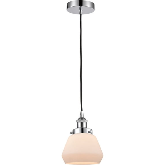 616-1PH-PC-G171 Innovations Lighting Fulton - 1 Light Mini Pendant In Industrial Style-10 Inches Tall and 7 Inches Wide-Polished Chrome Finish-Matte