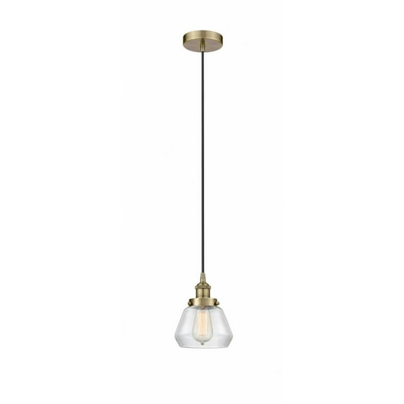 616-1PH-AB-G172-Innovations Lighting-Fulton - 1 Light Mini Pendant In Industrial Style-9 Inches Tall and 6.75 Inches Wide-Antique Brass Finish-Clear