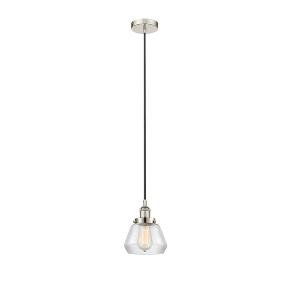 616-1PH-PN-G172-Innovations Lighting-Fulton - 1 Light Mini Pendant In Industrial Style-9 Inches Tall and 6.75 Inches Wide-Polished Nickel Finish-Clear