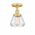 thumbnail image 1 of 616-1F-SG-G172 Innovations Lighting Fulton - 1 Light Semi-Flush Mount In Industrial Style-8.25 Inches Tall and 6.5 Inches Wide-Satin Gold Finish-Clear, 1 of 7