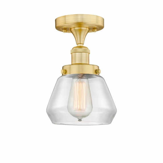 616-1F-SG-G172 Innovations Lighting Fulton - 1 Light Semi-Flush Mount In Industrial Style-8.25 Inches Tall and 6.5 Inches Wide-Satin Gold Finish-Clear