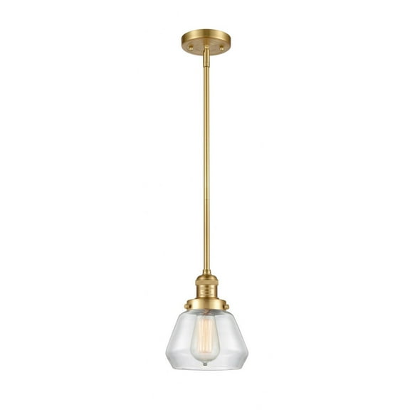 201S-SG-G172 Innovations Lighting Fulton - 1 Light Stem Hung Mini Pendant In Industrial Style-9 Inches Tall and 7 Inches Wide-Satin Gold Finish-Clear