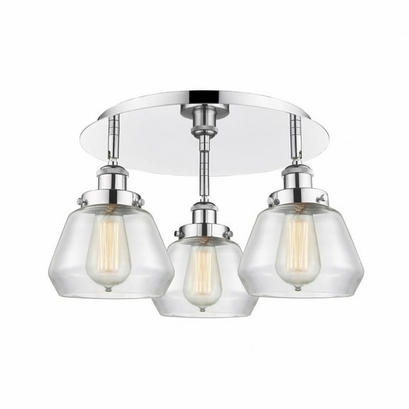 916-3C-PC-G172-Innovations Lighting-Fulton - 3 Light Flush Mount In Art Deco Style-8 Inches Tall and 18.25 Inches Wide-Polished Chrome Finish-Clear