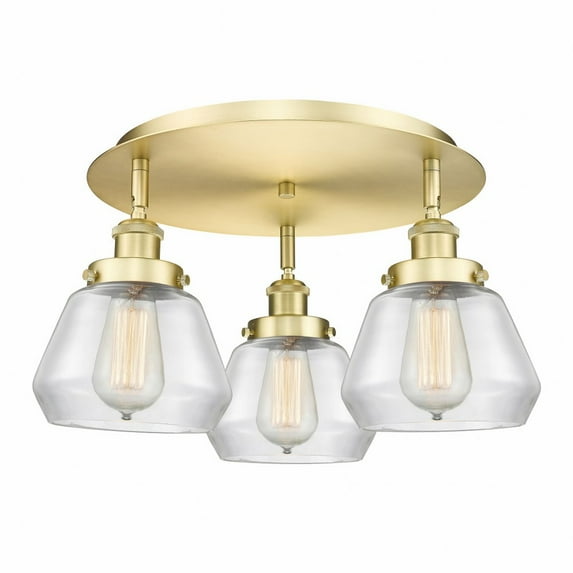 916-3C-SG-G172 Innovations Lighting Fulton - 3 Light Flush Mount In Art Deco Style-8 Inches Tall and 18.25 Inches Wide-Satin Gold Finish-Clear Glass
