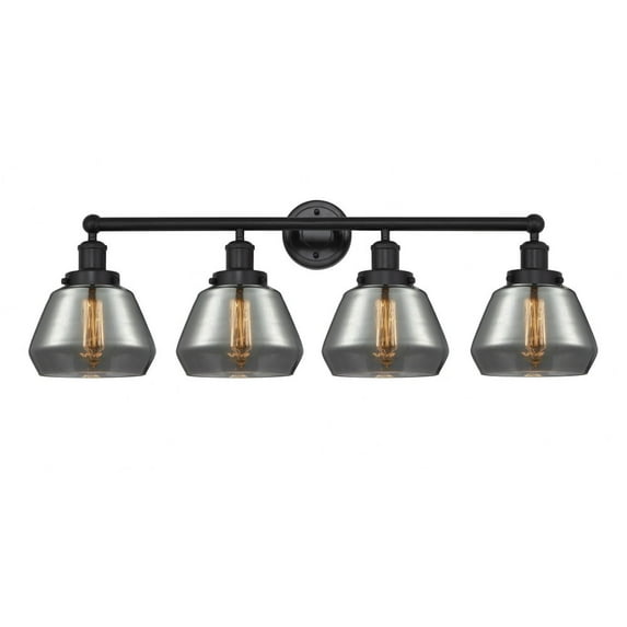 616-4W-BK-G173 Innovations Lighting Fulton - 4 Light Bath Vanity In Modern Style-10 Inches Tall and 33.5 Inches Wide-Matte Black Finish-Light Smoke