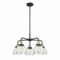Innovations Lighting  Fulton - 5 Light 25" Stem Hung Chandelier Clear/Black Antique Brass
