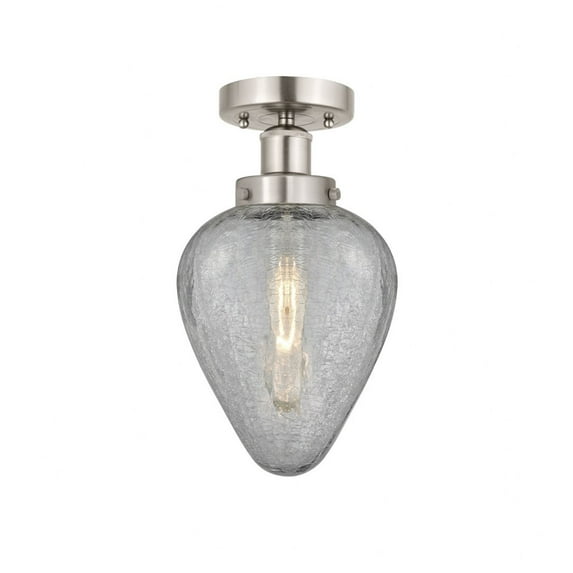 616-1F-SN-G165 Innovations Lighting Geneseo - 1 Light Semi-Flush Mount In Industrial Style-9.75 Inches Tall and 6 Inches Wide-Brushed Satin Nickel
