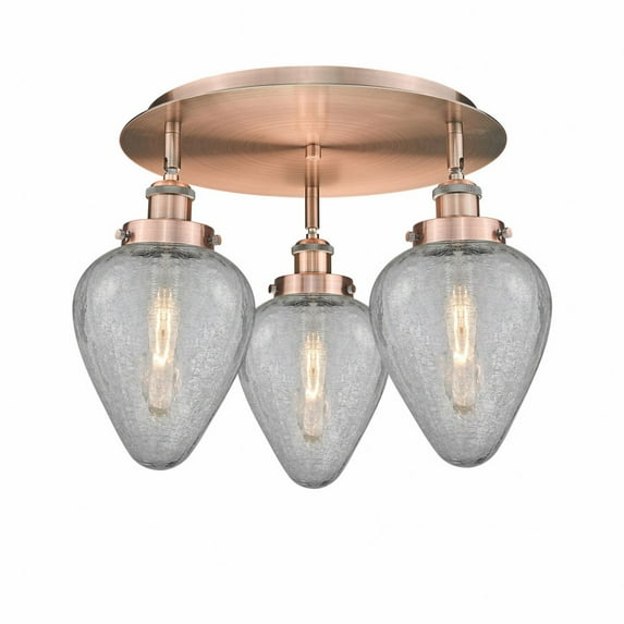 Innovations Lighting Geneseo - 3 Light 18" Flush Mount Antique Copper