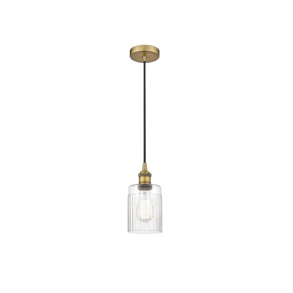616-1P-BB-G342 Innovations Lighting Hadley - 1 Light Cord Hung Mini Pendant In Art Deco Style-9.75 Inches Tall and 4.5 Inches Wide-Brushed Brass