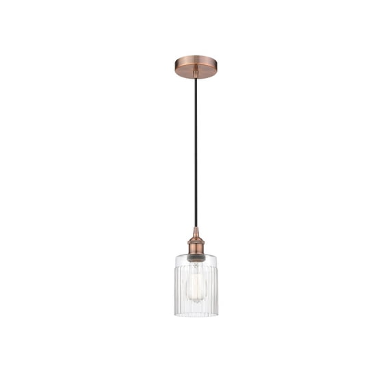 616-1P-AC-G342 Innovations Lighting Hadley - 1 Light Cord Hung Mini Pendant In Art Deco Style-9.75 Inches Tall and 4.5 Inches Wide-Antique Copper