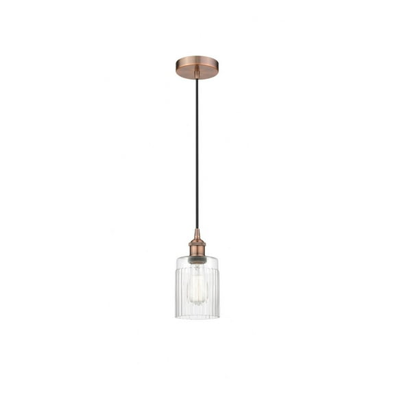 616-1P-AC-G342 Innovations Lighting Hadley - 1 Light Cord Hung Mini Pendant In Art Deco Style-9.75 Inches Tall and 4.5 Inches Wide-Antique Copper