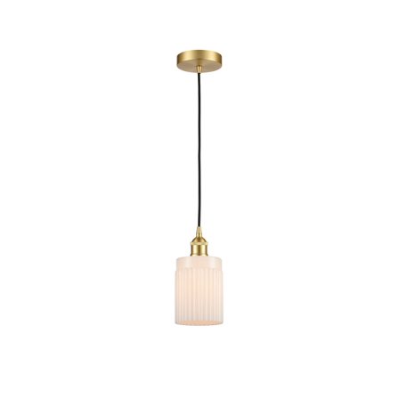 616-1P-SG-G341-Innovations Lighting-Hadley - 1 Light Cord Hung Mini Pendant In Art Deco Style-9.75 Inches Tall and 4.5 Inches Wide-Satin Gold