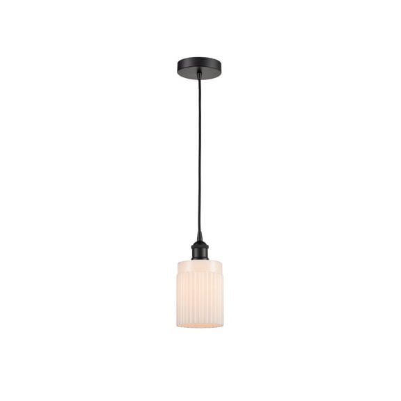 616-1P-BK-G341 Innovations Lighting Hadley - 1 Light Cord Hung Mini Pendant In Art Deco Style-9.75 Inches Tall and 4.5 Inches Wide-Matte Black