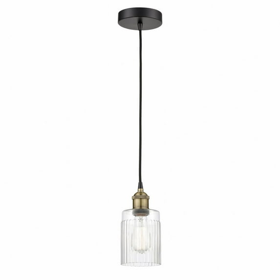Innovations Lighting Hadley - 1 Light 5" Cord Hung Mini Pendant Clear/Black Antique Brass