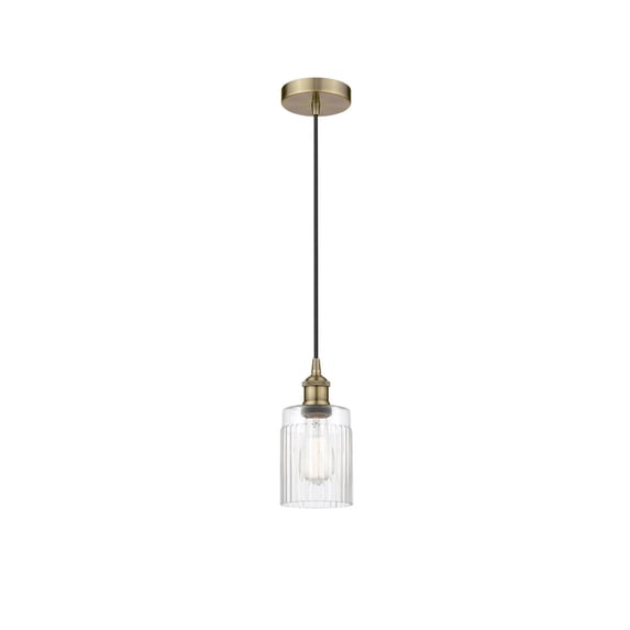 616-1P-AB-G342 Innovations Lighting Hadley - 1 Light Cord Hung Mini Pendant In Art Deco Style-9.75 Inches Tall and 4.5 Inches Wide-Antique Brass